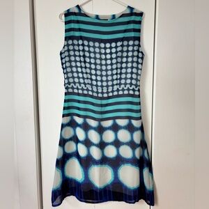 Superstition Teal Dot Print A-Line Dress - Size 8